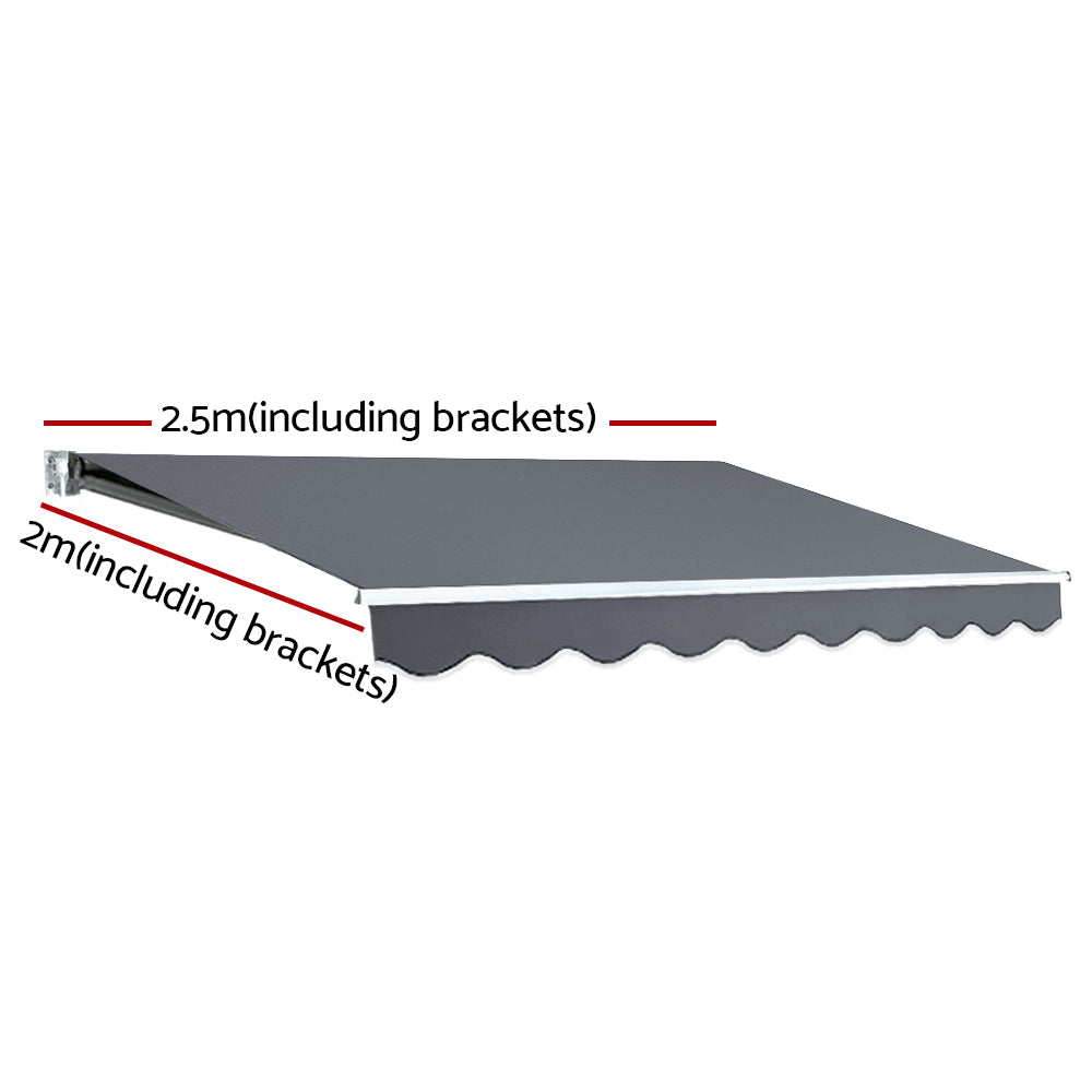 Instahut Folding Arm Awning Outdoor Awning Retractable Sunshade 2.5Mx2M Grey Instahut