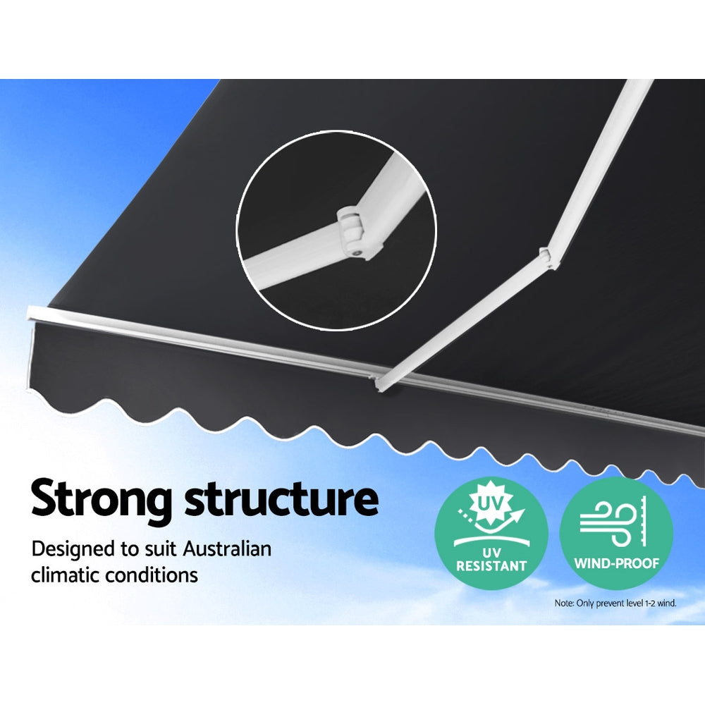 Instahut Folding Arm Awning Outdoor Awning Retractable Canopy 3Mx2.5M Grey Instahut