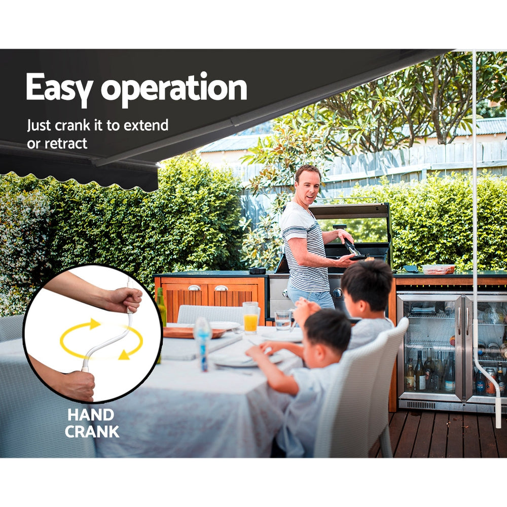 Instahut Folding Arm Awning Outdoor Awning Retractable Canopy 3Mx2.5M Grey Instahut