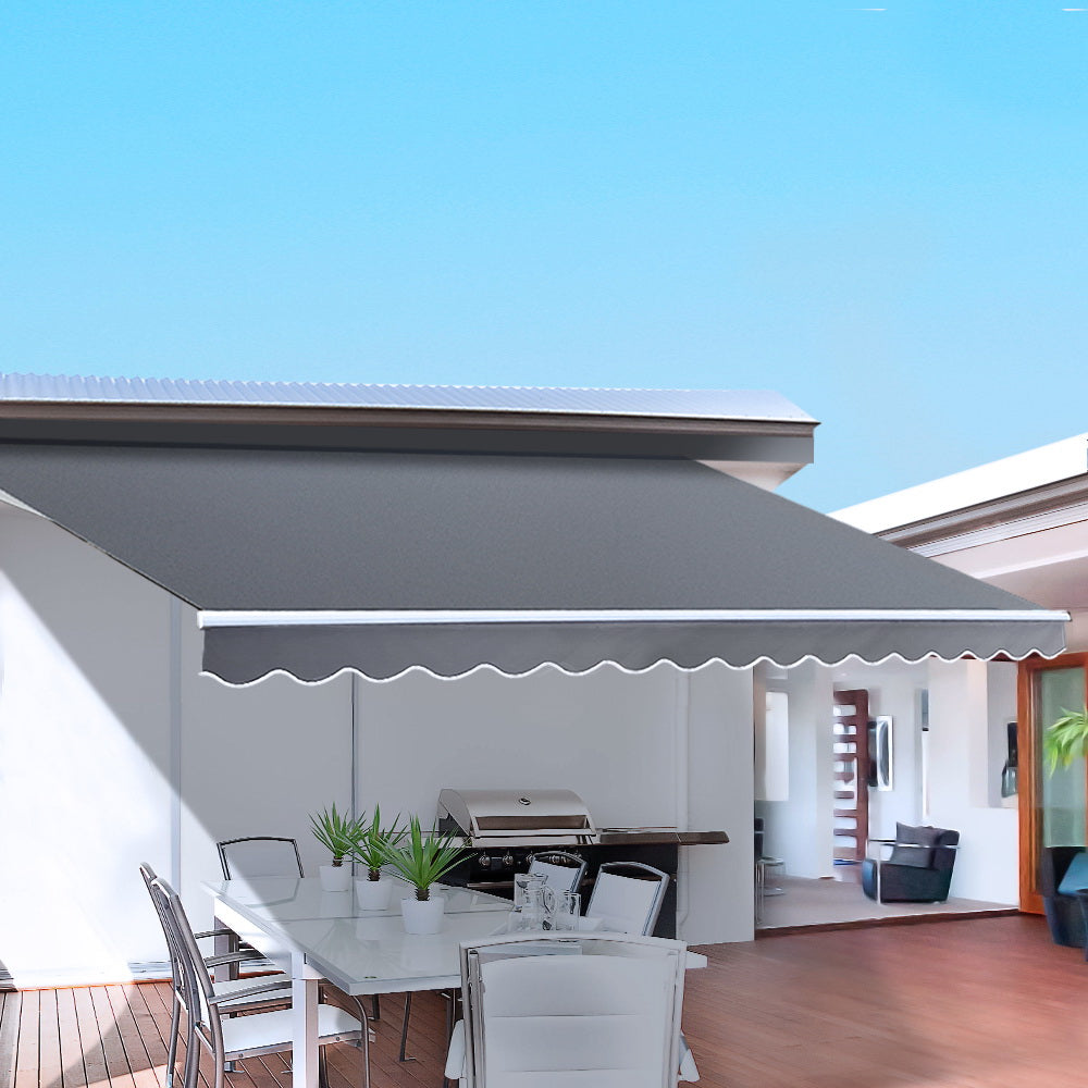 Instahut Folding Arm Awning Outdoor Awning Retractable Canopy 3Mx2.5M Grey Instahut