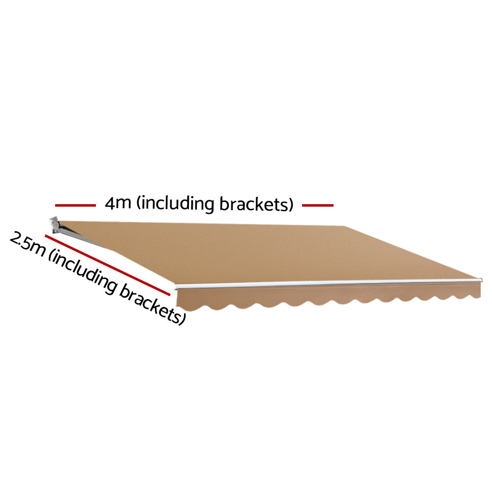 Instahut Retractable Folding Arm Awning Outdoor Awning Sunshade 4Mx2.5M Beige Instahut