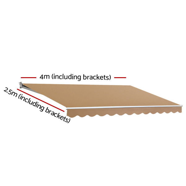 Instahut Retractable Folding Arm Awning Outdoor Awning Sunshade 4Mx2.5M Beige Instahut