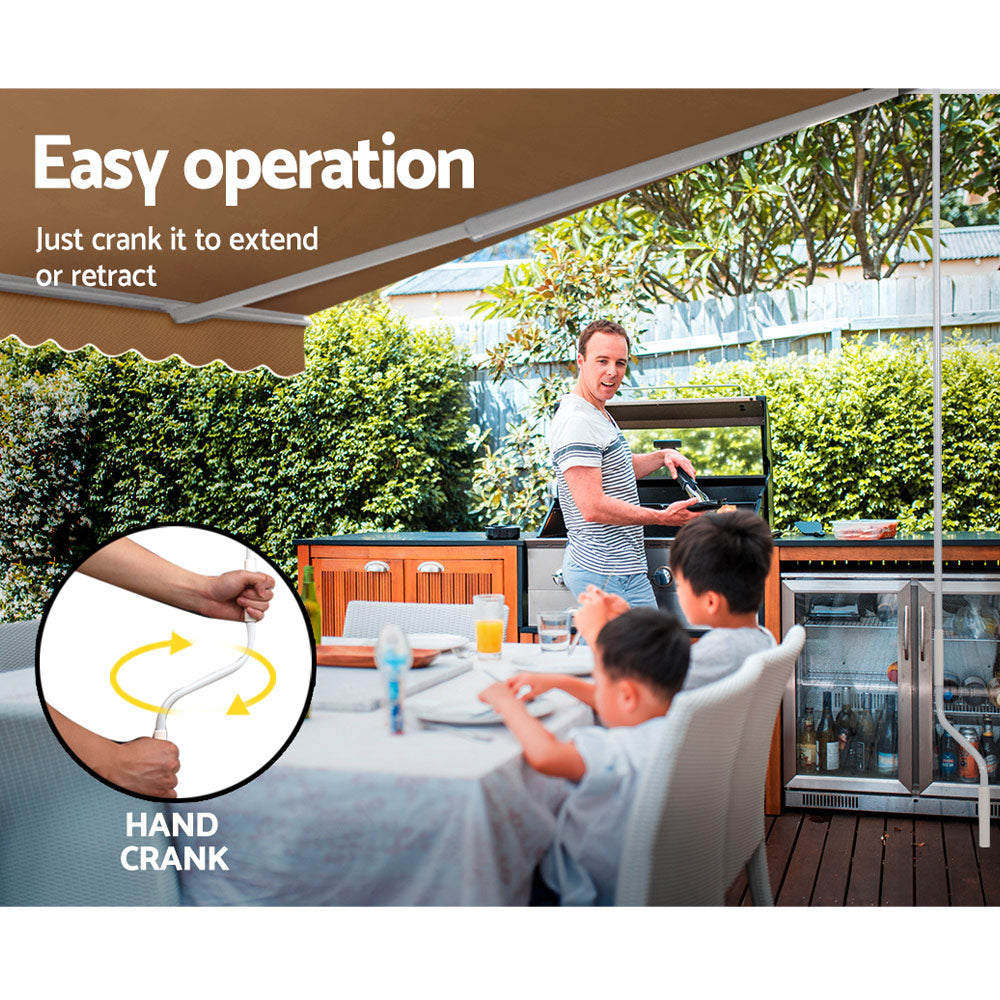 Instahut Retractable Folding Arm Awning Outdoor Awning Sunshade 4Mx2.5M Beige Instahut