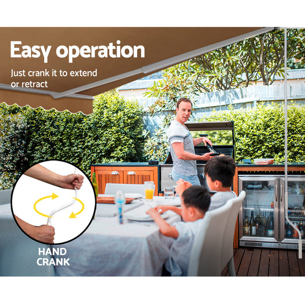 Instahut Retractable Folding Arm Awning Outdoor Awning Sunshade 4Mx2.5M Beige Instahut