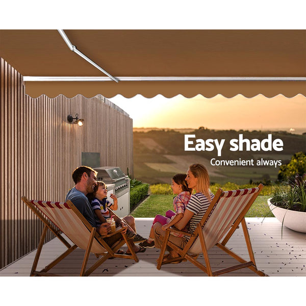 Instahut Retractable Folding Arm Awning Outdoor Awning Sunshade 4Mx2.5M Beige Instahut