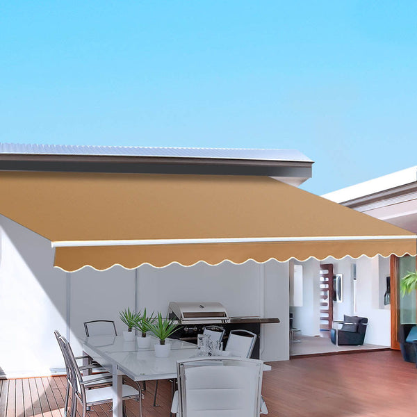 Instahut Retractable Folding Arm Awning Outdoor Awning Sunshade 4Mx2.5M Beige Instahut