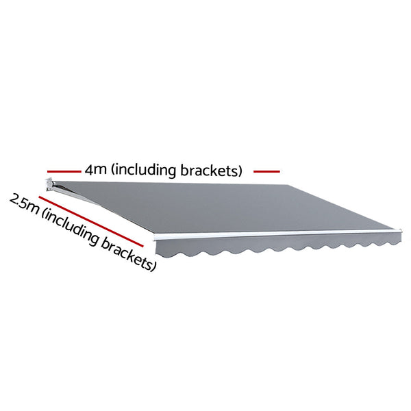 Instahut Folding Arm Awning Outdoor Awning Patio Retractable 4Mx2.5M PearlGrey Instahut