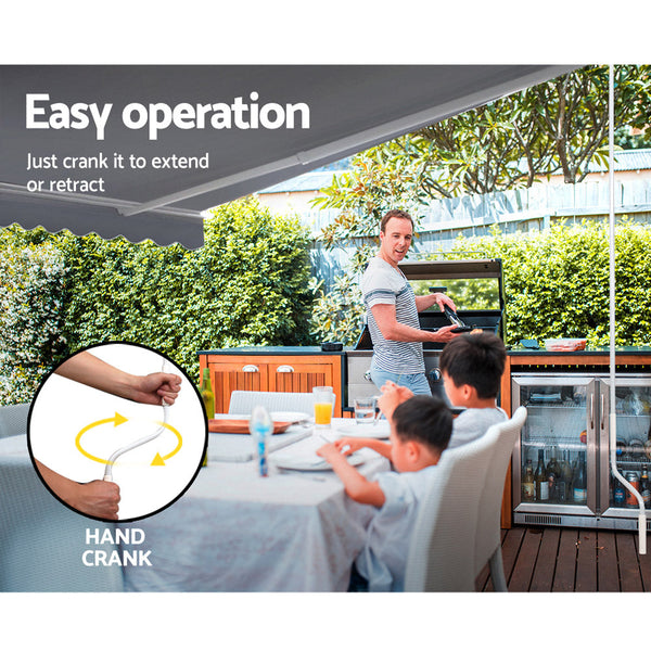 Instahut Folding Arm Awning Outdoor Awning Patio Retractable 4Mx2.5M PearlGrey Instahut