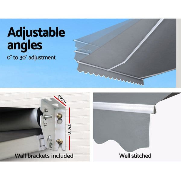 Instahut Folding Arm Awning Outdoor Awning Patio Retractable 4Mx2.5M PearlGrey Instahut