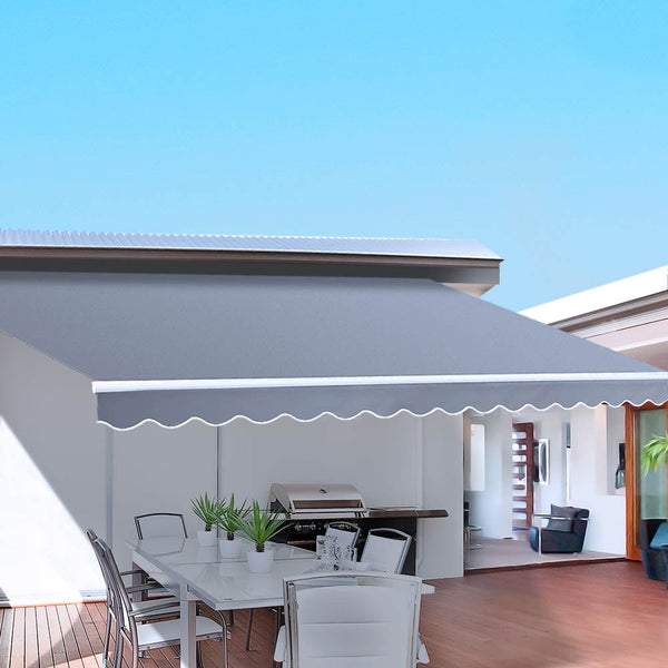 Instahut Folding Arm Awning Outdoor Awning Patio Retractable 4Mx2.5M PearlGrey Instahut