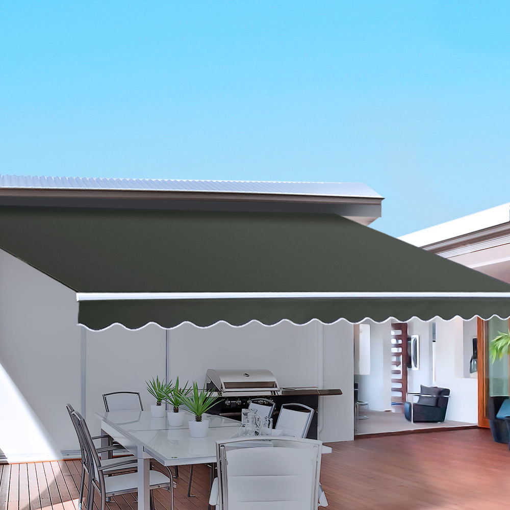 Instahut Folding Arm Awning Outdoor Awning Canopy Retractable 5Mx3M Grey Instahut