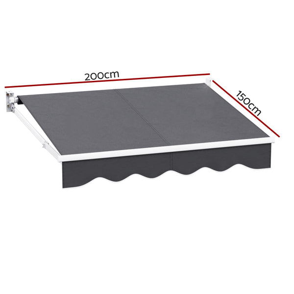 Instahut Retractable Folding Arm Awning Motorised Sunshade 2Mx1.5M Grey Does not apply