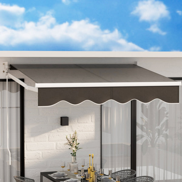 Instahut Retractable Folding Arm Awning Motorised Sunshade 2Mx1.5M Grey Does not apply