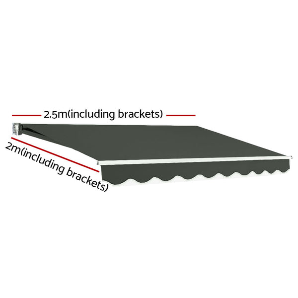 Instahut Folding Arm Awning Motorised Retractable Outdoor Sunshade2.5X2M Instahut
