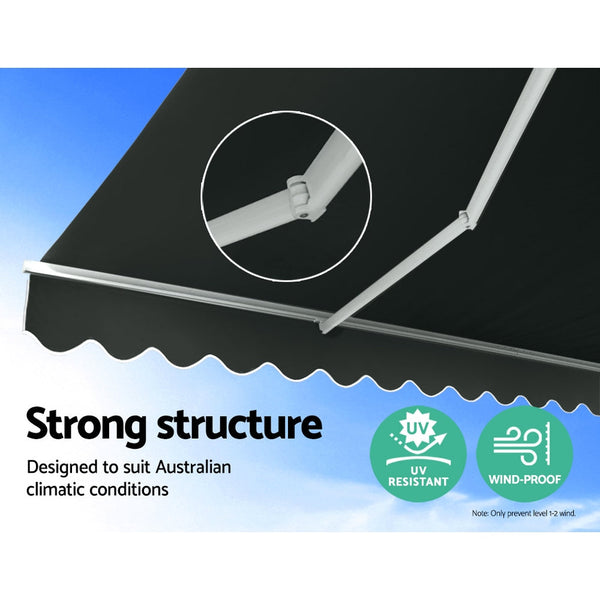 Instahut Folding Arm Awning Motorised Retractable Outdoor Sunshade2.5X2M Instahut