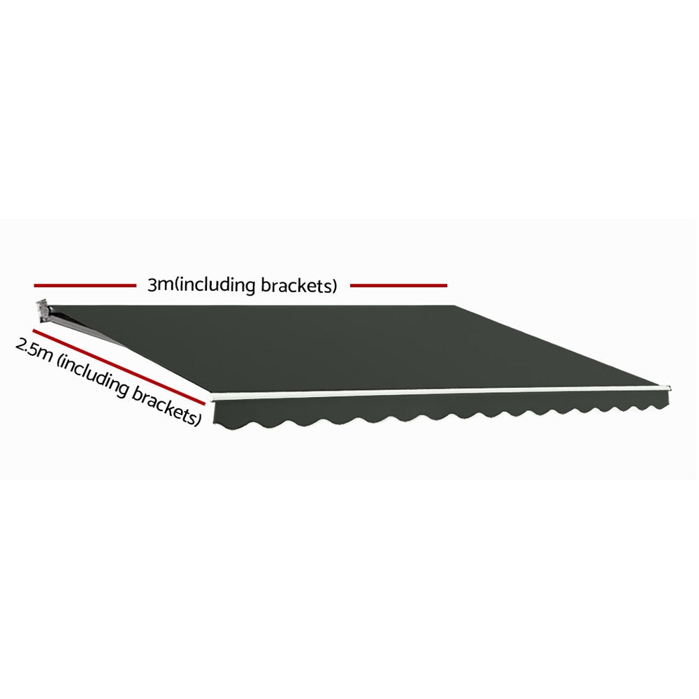 Instahut Folding Arm Awning Motorised Retractable Outdoor Sunshade3X2.5M Instahut