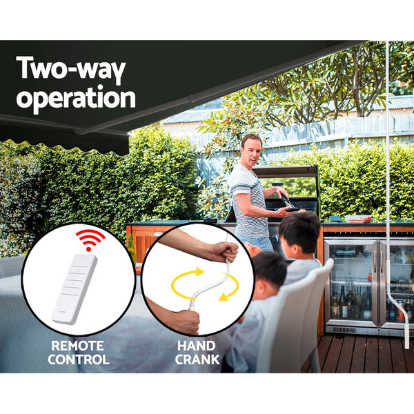 Instahut Folding Arm Awning Motorised Retractable Outdoor Sunshade3X2.5M Instahut