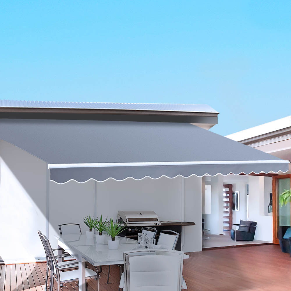 Instahut Retractable Folding Arm Awning Motorised Sunshade 3Mx2.5M Pearl Grey Does not apply