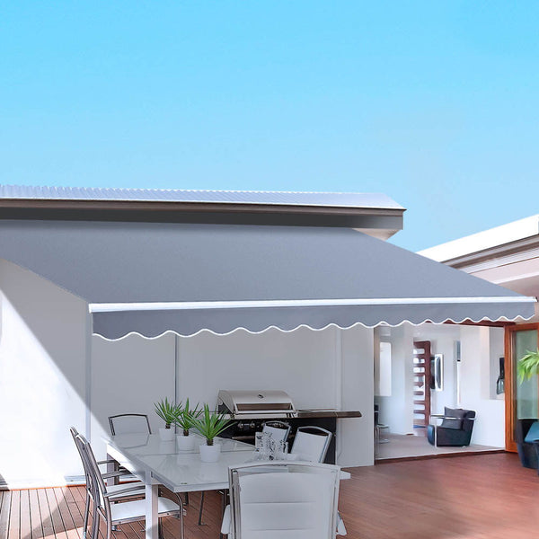 Instahut Retractable Folding Arm Awning Motorised Sunshade 3Mx2.5M Pearl Grey Does not apply