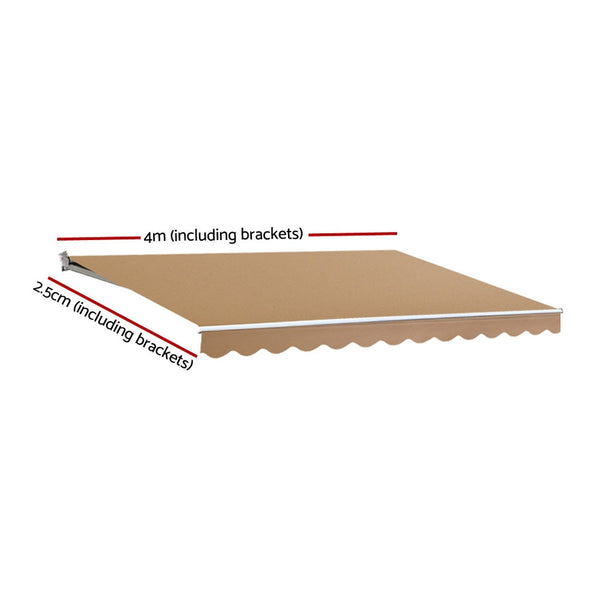 Instahut Retractable Folding Arm Awning Motorised Sunshade 4Mx2.5M Beige Does not apply