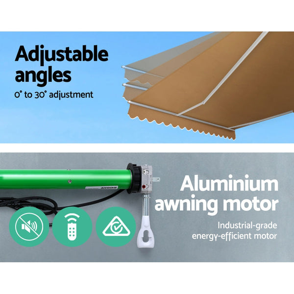 Instahut Retractable Folding Arm Awning Motorised Sunshade 4Mx2.5M Beige Does not apply
