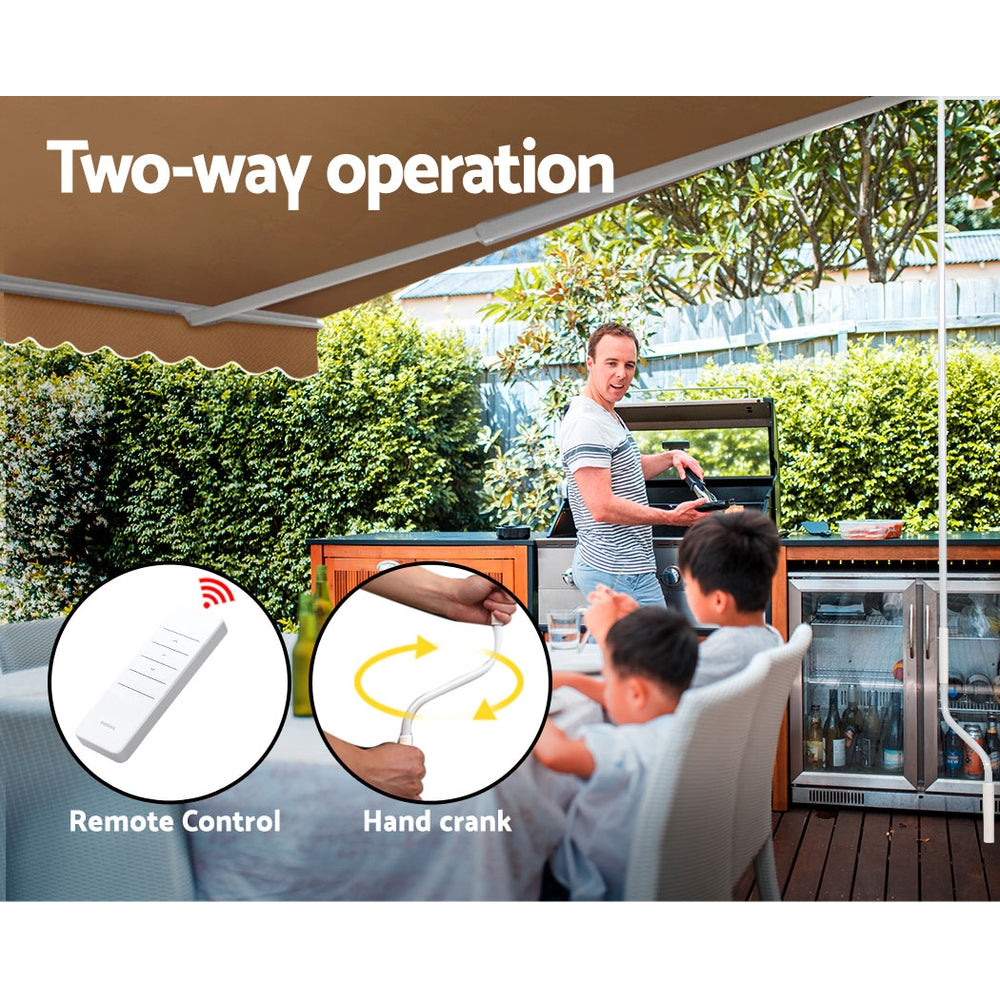 Instahut Retractable Folding Arm Awning Motorised Sunshade 4Mx2.5M Beige Does not apply