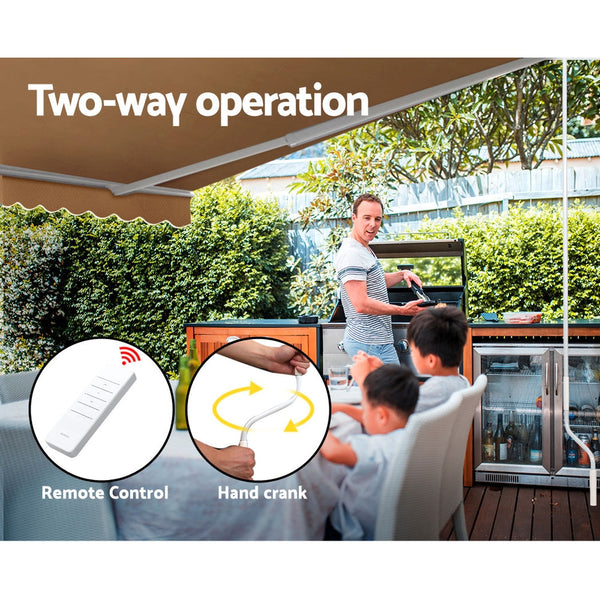 Instahut Retractable Folding Arm Awning Motorised Sunshade 4Mx2.5M Beige Does not apply