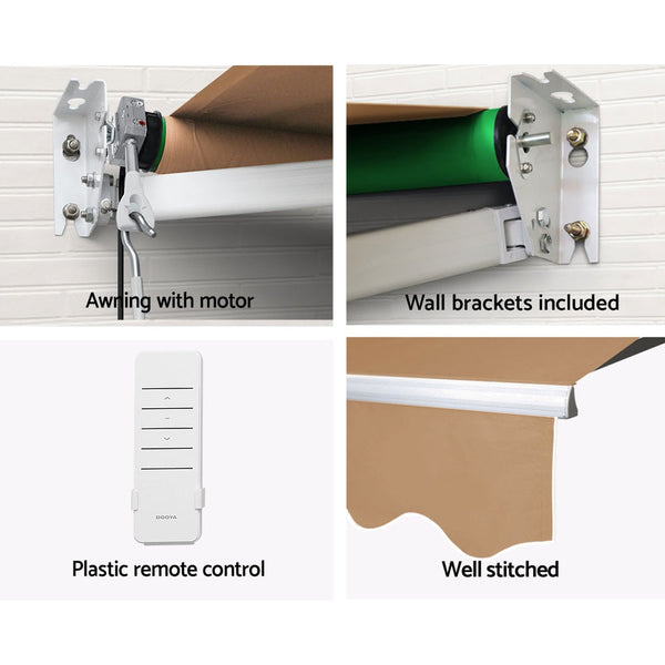 Instahut Retractable Folding Arm Awning Motorised Sunshade 4Mx2.5M Beige Does not apply