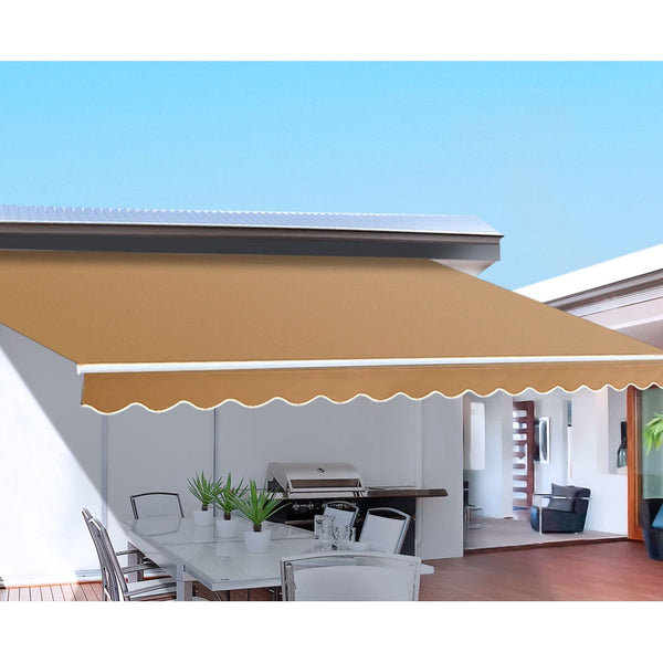 Instahut Retractable Folding Arm Awning Motorised Sunshade 4Mx2.5M Beige Does not apply