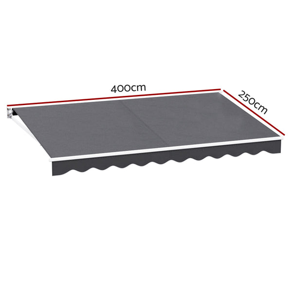 Instahut Retractable Folding Arm Awning Motorised Sunshade 4Mx2.5M Grey Does not apply