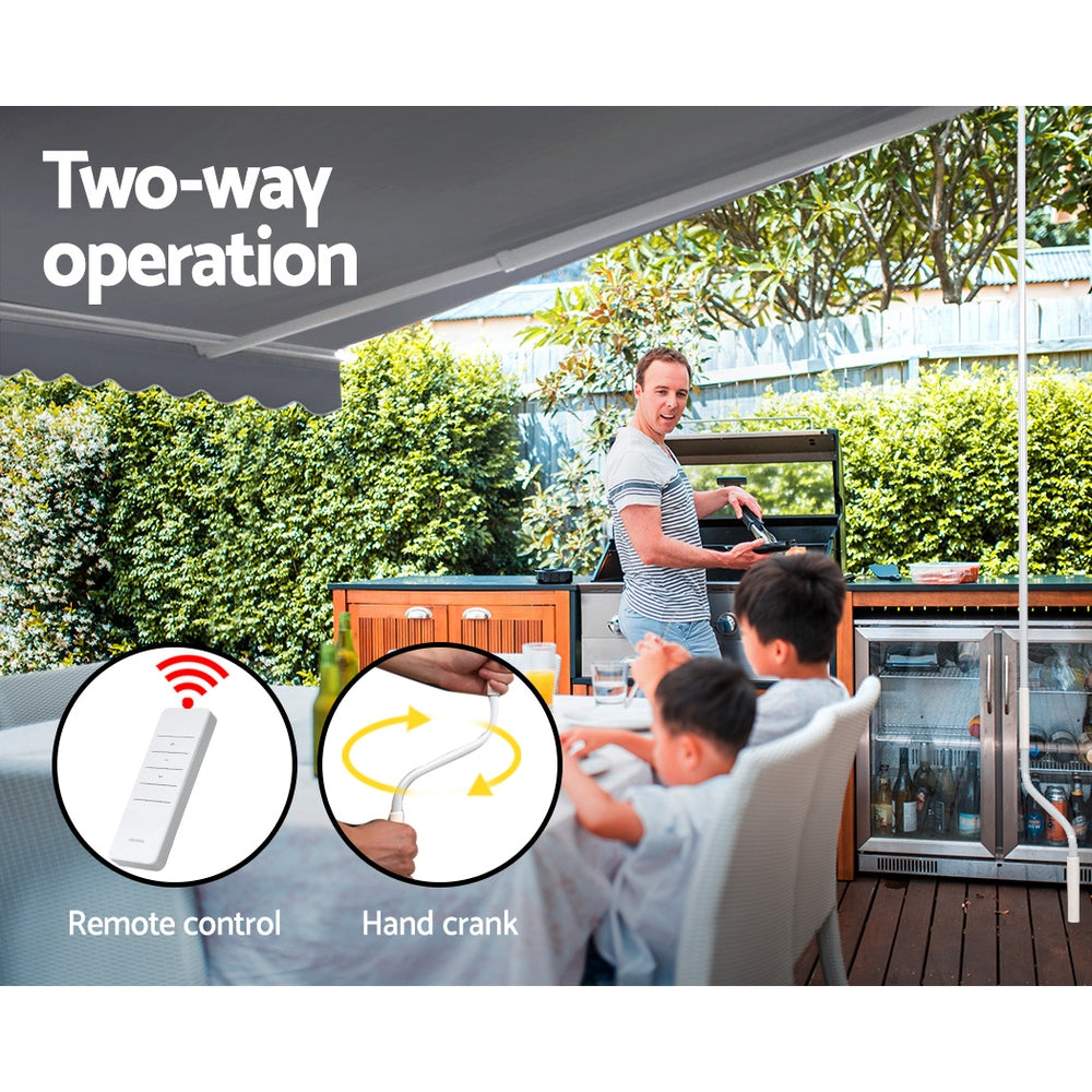 Instahut Folding Arm Awning Motorised Outdoor Pearl Retractable 4X2.5M Instahut