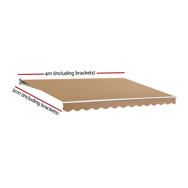 Instahut Retractable Folding Arm Awning Motorised Sunshade 4Mx3M Beige Does not apply