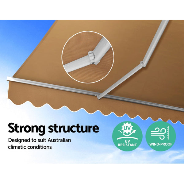 Instahut Retractable Folding Arm Awning Motorised Sunshade 4Mx3M Beige Does not apply