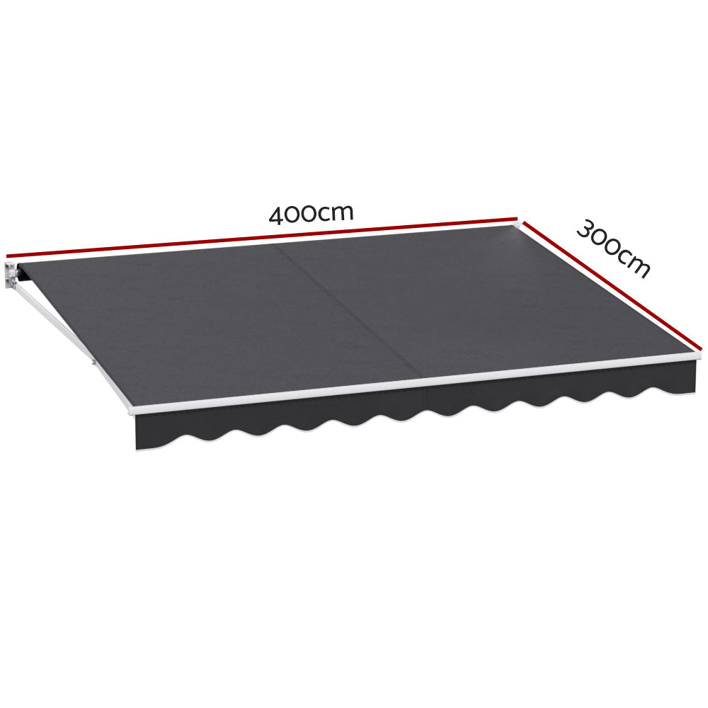 Instahut Retractable Folding Arm Awning Motorised Sunshade 4Mx3M Grey Does not apply