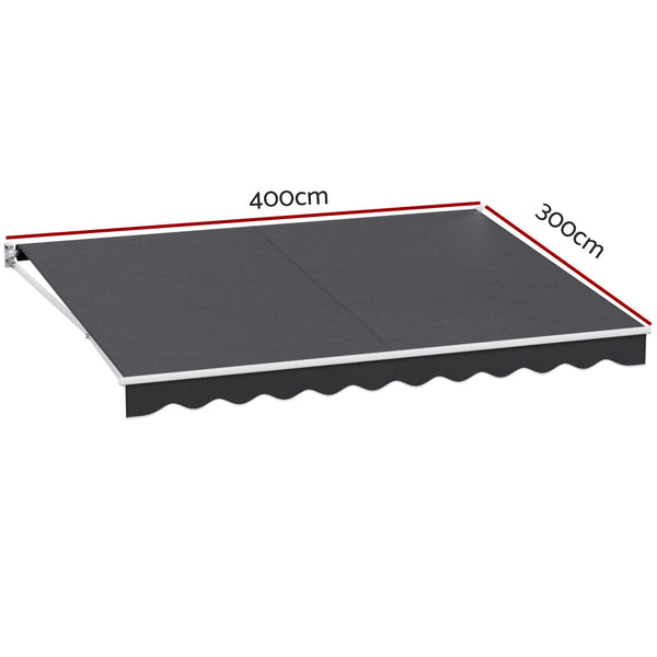 Instahut Retractable Folding Arm Awning Motorised Sunshade 4Mx3M Grey Does not apply