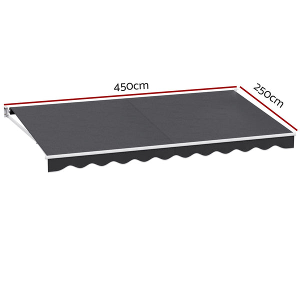 Instahut Retractable Folding Arm Awning Motorised Sunshade 4.5Mx2.5M Grey Does not apply
