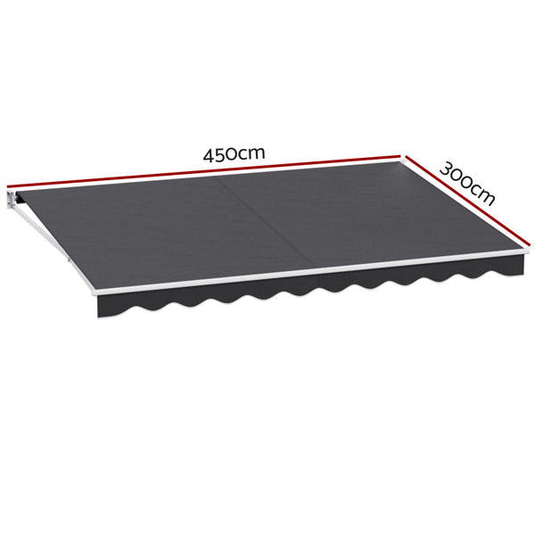 Instahut Retractable Folding Arm Awning Motorised Sunshade 4.5Mx3M Grey Does not apply