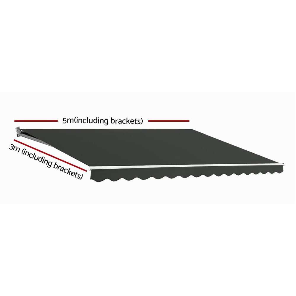 Instahut Folding Arm Awning Motorised Retractable Outdoor Sunshade 5X3M Instahut