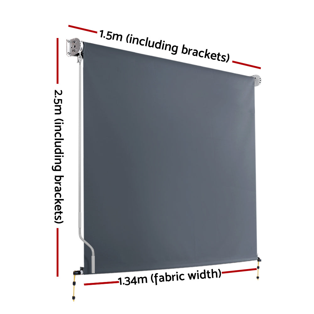 Instahut Outdoor Blind Privacy Screen Roll Down Awning Canopy Window 1.5X2.5M Instahut