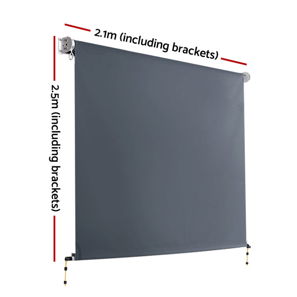 Instahut Outdoor Roller Blinds Roll Down Shade Retractable Window 2.1X2.5M Instahut