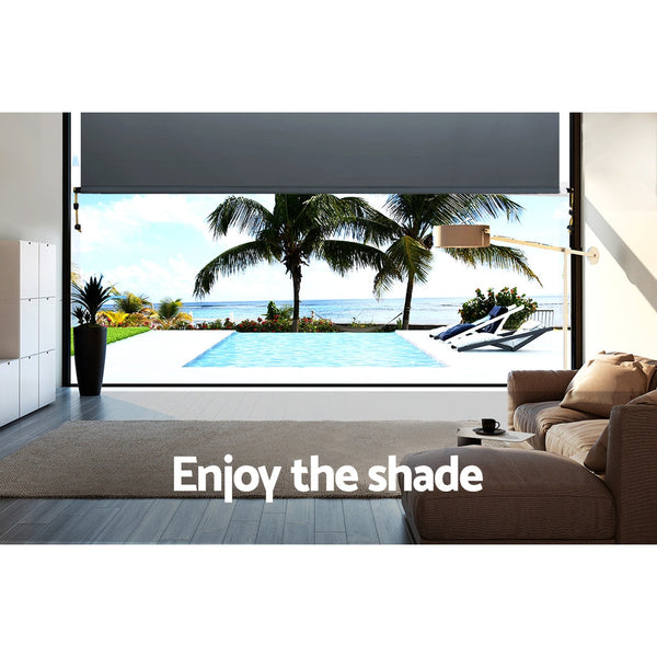 Instahut Outdoor Roller Blinds Roll Down Shade Retractable Window 2.1X2.5M Instahut