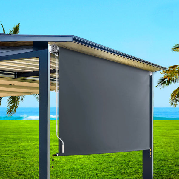Instahut Outdoor Roller Blinds Roll Down Shade Retractable Window 2.1X2.5M Instahut