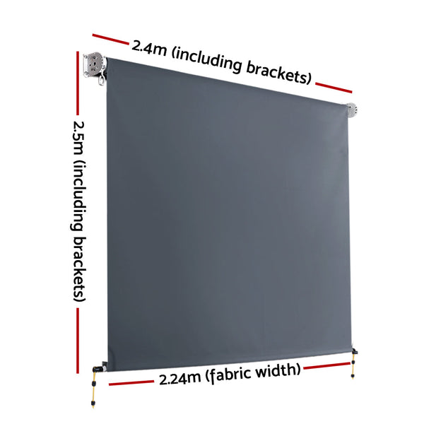 Instahut Outdoor Blind Privacy Screen Roll Down Awning Canopy Window 2.4X2.5M Instahut