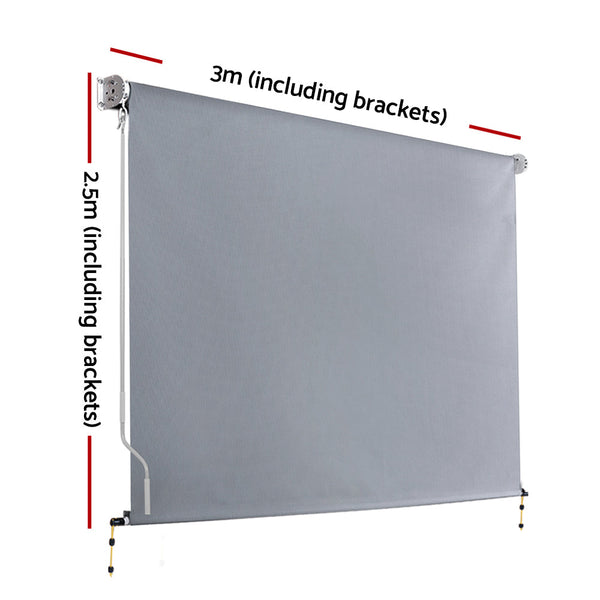 Instahut Outdoor Blind Window Privacy Screen Roll Down Awning Canopy 3.0X2.5M Instahut