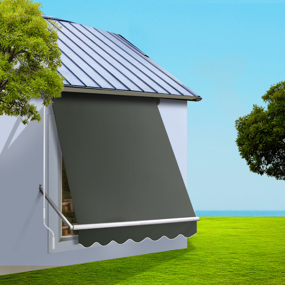 Instahut Window Fixed Pivot Arm Awning Outdoor Blinds Retractable Canopy1.5X2.1M Instahut