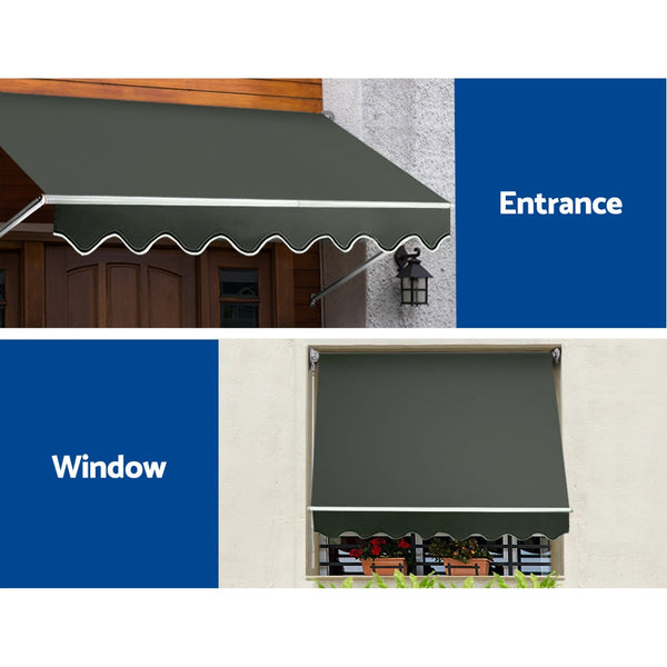 Instahut Window Fixed Pivot Arm Awning Outdoor Blinds Retractable Canopy1.8X2.1M Does not apply