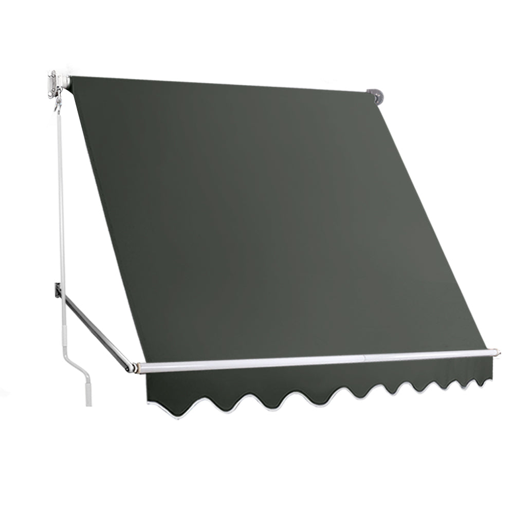 Instahut Window Fixed Pivot Arm Awning Outdoor Blinds Retractable Patio 2.4X2.1M Instahut
