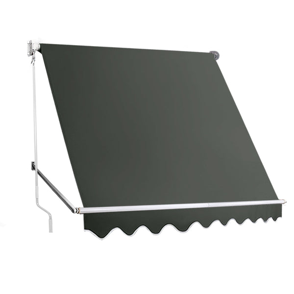 Instahut Window Fixed Pivot Arm Awning Outdoor Blinds Retractable Patio 2.4X2.1M Instahut