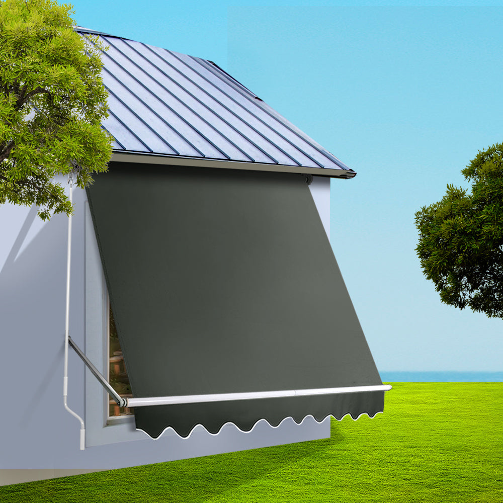 Instahut Window Fixed Pivot Arm Awning Outdoor Blinds Retractable Patio 2.4X2.1M Instahut