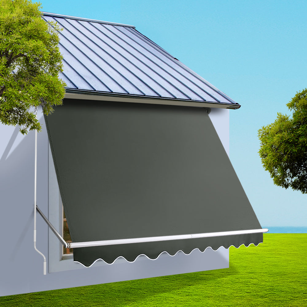 Instahut Window Fixed Pivot Arm Awning Patio Outdoor Blinds Retractable 2.8X2.1M Instahut